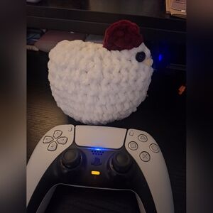 White and Red Crochet Chicken Plush